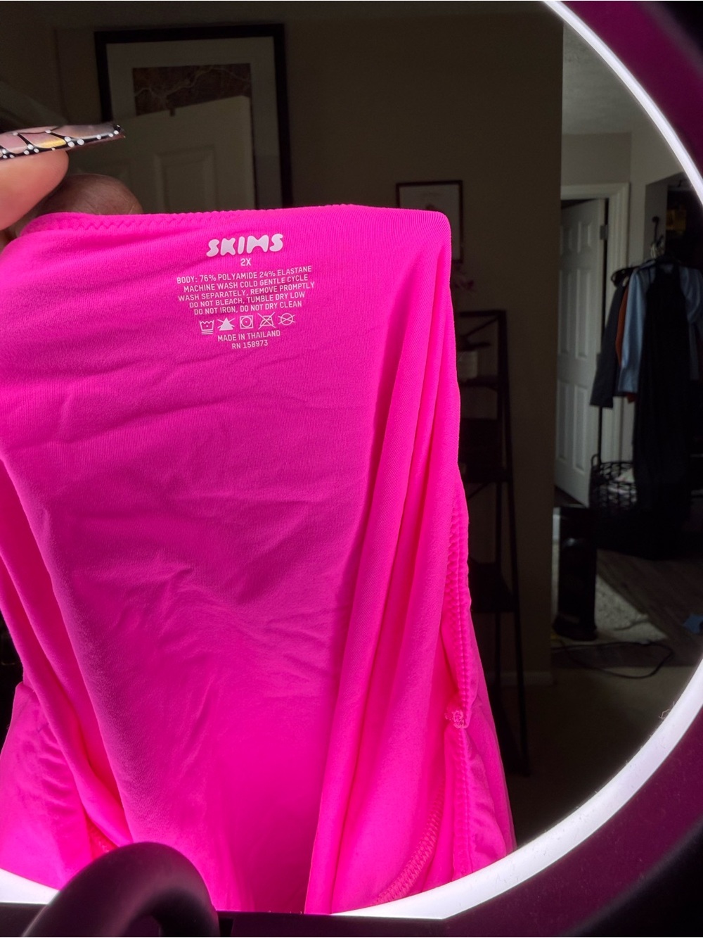 SKIMS Hot Pink Cutout Halter Bodycon Dress 2X (#13) - Picture 6 of 6